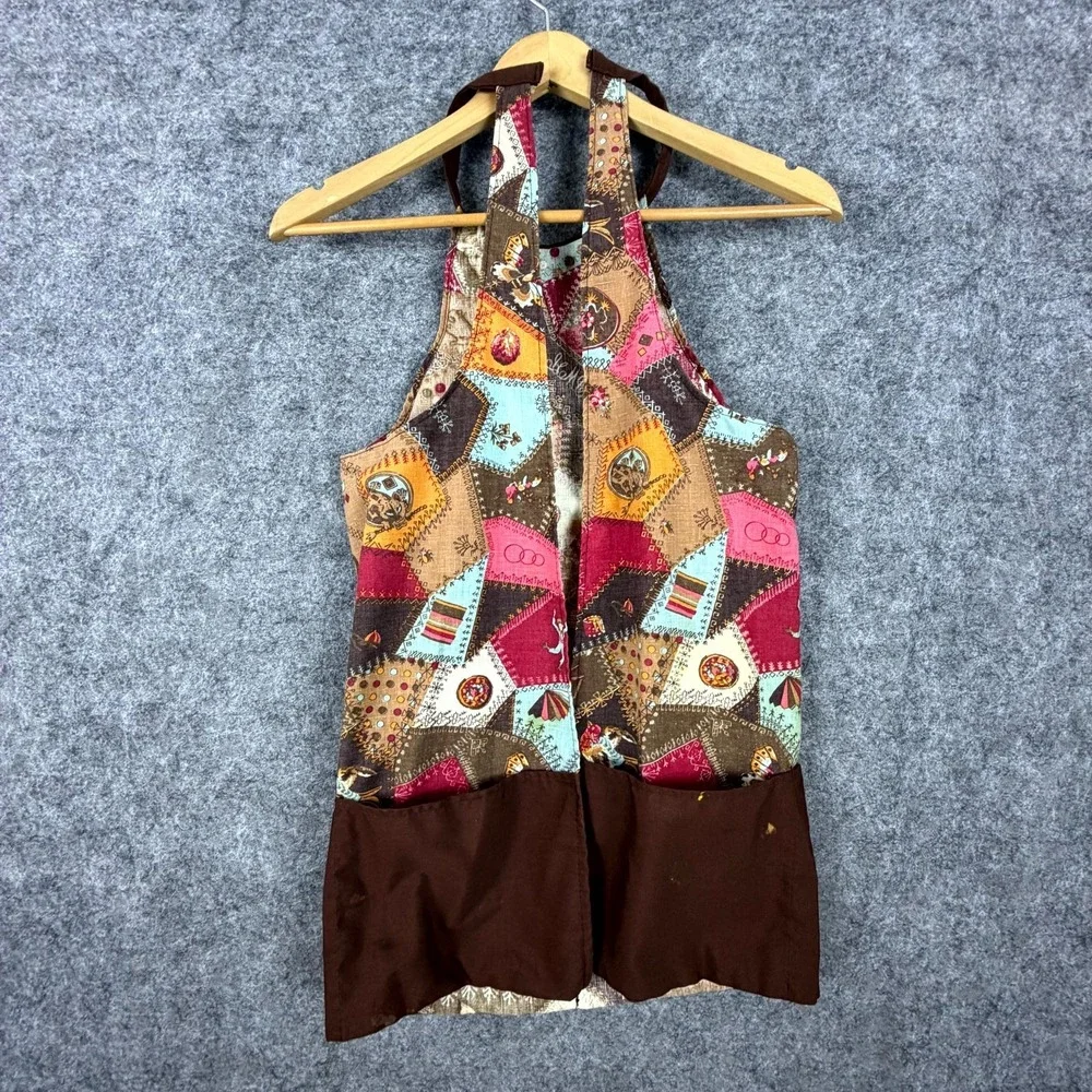 Vintage Womens Apron Multicolor Quilt Patchwork Halter Neck Boho